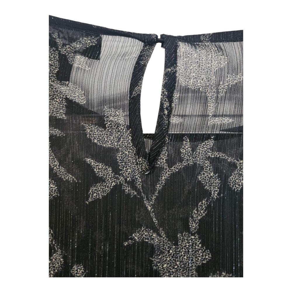 Lord & Taylor Womens L Blouse Black Floral Sheer Overlay Camisole Lined Shimmery - Picture 5 of 9